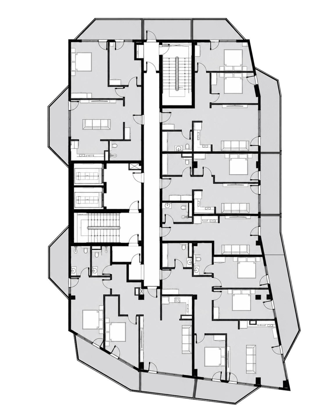 Block B 2D plan for floors 16-18