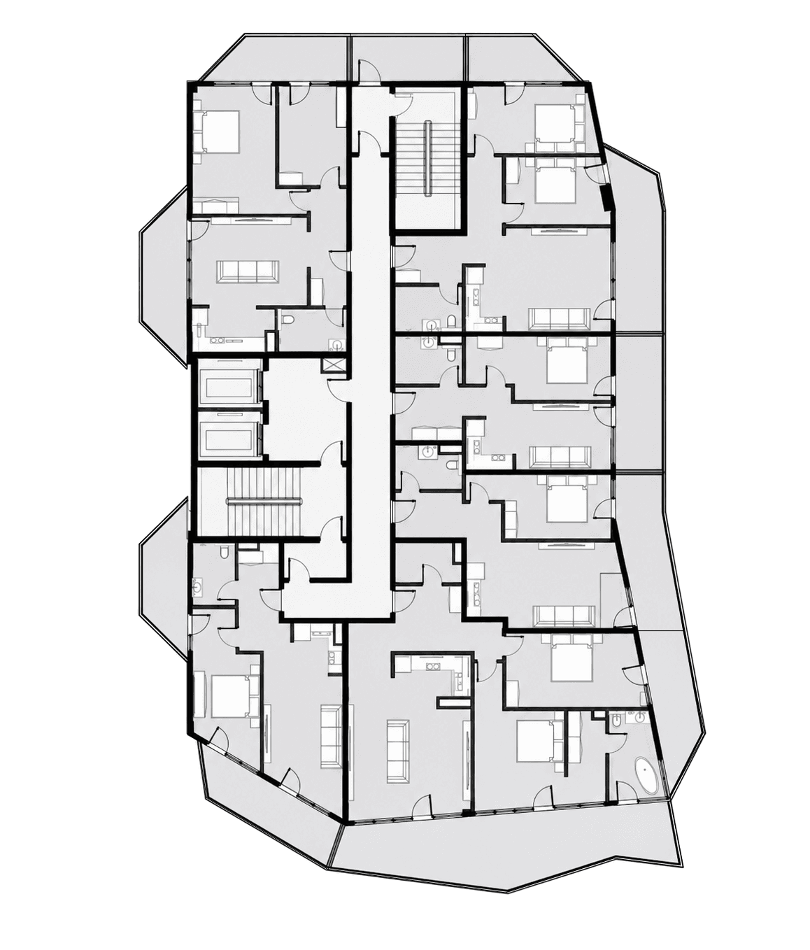 Block B 2D plan for floor 19