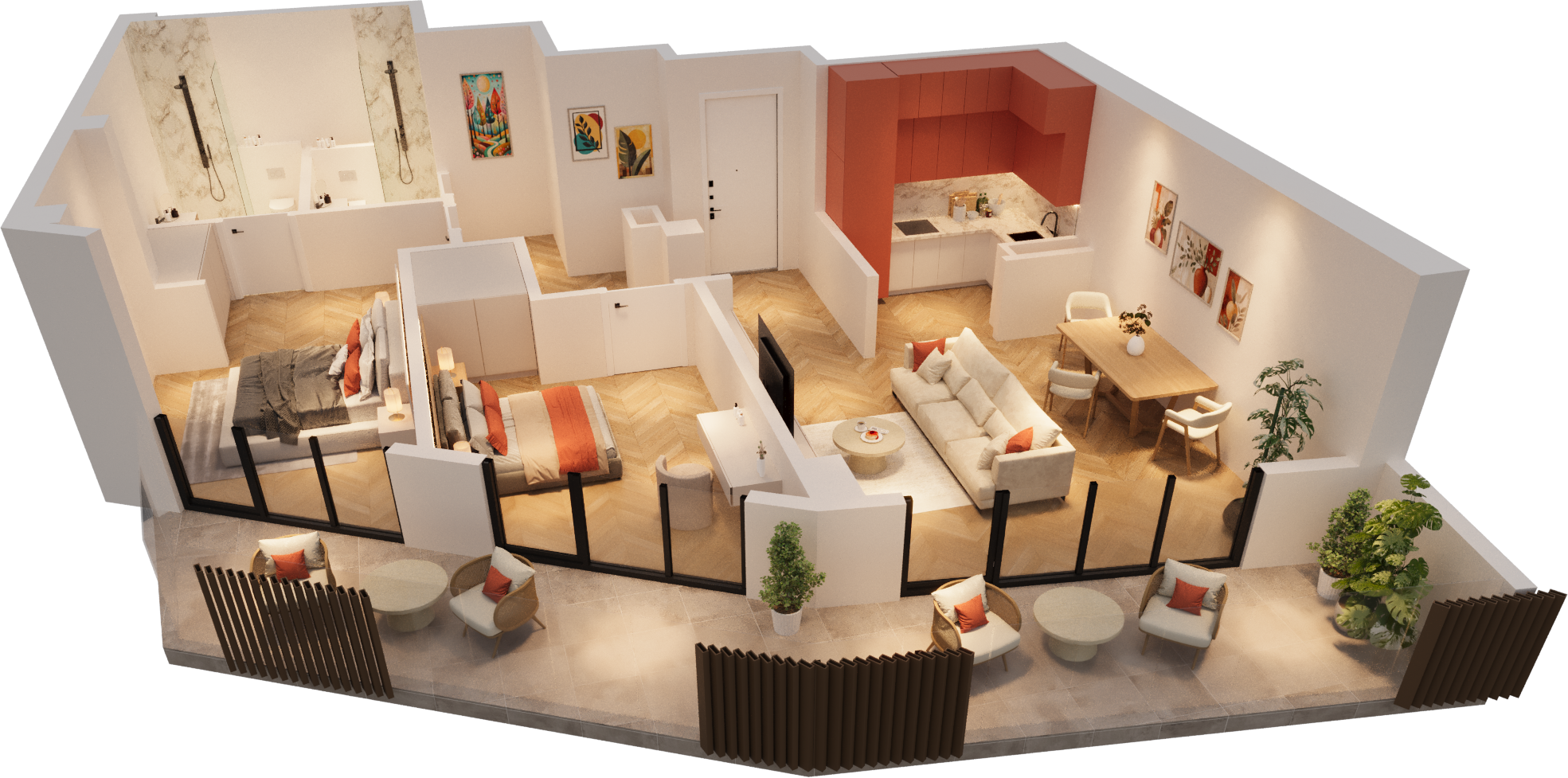 B-91 apartment 3D illustration